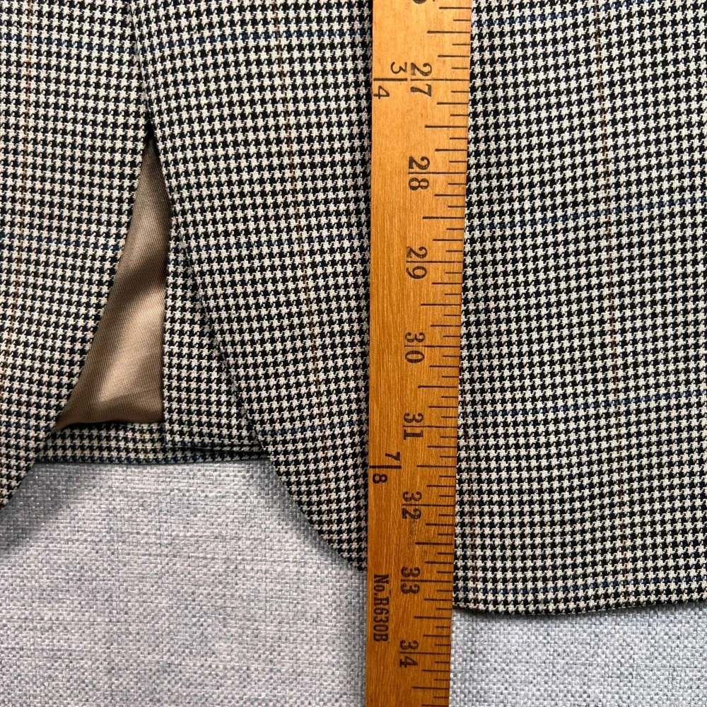 Jos. A. Bank Silk Wool‎ Houndstooth Sport Coat Blazer Men 46R Brown Classic Prep